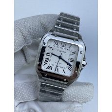 (준비완료/특급배송)NO.3143/BV공장 까르띠에 산토스 2018 미디움 스틸 화이트다이얼 스마트링크 브슬 35MM